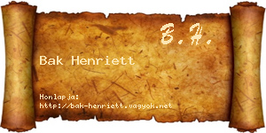 Bak Henriett névjegykártya